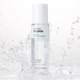 ProtoClinical k-beauty [NATURE REPUBLIC] The First Peptide Treatment Essence 150ml shown as a single centered gray bottle silhouette on a light mauve background with soft pink side accents