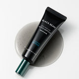 ProtoClinical k-beauty [NATURE REPUBLIC] Black Bean Anti Hair Loss Ampoule 50ml in a dark olive diagonal bottle silhouette with pale mint side accents on a light background