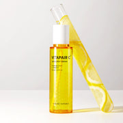 ProtoClinical k-beauty pale gold beauty product detail with soft blue and gray side tones on a light background.