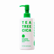 ProtoClinical k-beauty [NATURE REPUBLIC] Green Derma Tea Tree Cica Acne Body Wash 300ml single upright green body wash bottle on a light background.