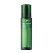 ProtoClinical k-beauty [NATURE REPUBLIC] Real Squeeze Aloe Vera Toner 150ml deep olive beauty product silhouette with soft lilac side panels on a light background.