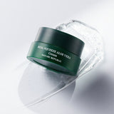 ProtoClinical k-beauty [NATURE REPUBLIC] Real Squeeze Aloe Vera Cream 50ml deep sage beauty product silhouette on a light background with soft lilac corners.