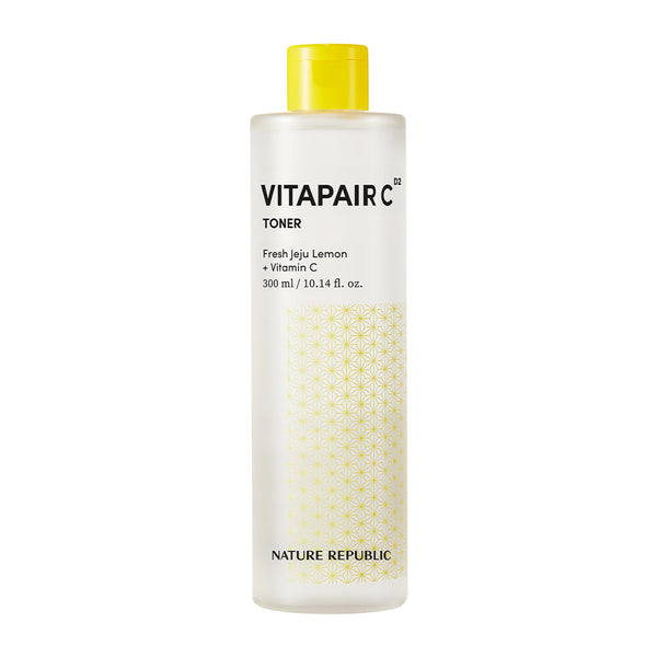 ProtoClinical k-beauty [NATURE REPUBLIC] Vitapair C Toner 300ml single upright beige toner bottle on a white background.