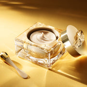 ProtoClinical k-beauty warm gold beauty product detail with olive and cream tones on a light background.