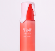 ProtoClinical k-beauty [NATURE REPUBLIC] Collagen Dream Emulsion 130ml as a peach bottle silhouette with a rounded top centered on a light background with pale aqua side panels