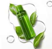 ProtoClinical k-beauty [NATURE REPUBLIC] Mild Green Tea Toner 155ml abstract green product graphic with soft lilac corners on a light background