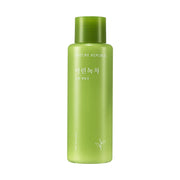 ProtoClinical k-beauty [NATURE REPUBLIC] Mild Green Tea Emulsion 155ml olive green bottle silhouette with pale lilac side accents on a light background.