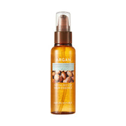 ProtoClinical k-beauty [NATURE REPUBLIC] Argan Essential Deep Care Essence 80ml shown as a tan bottle silhouette with pale blue side panels on a light background