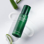 ProtoClinical k-beauty [NATURE REPUBLIC] REAL SQUEEZE Aloe Vera Emulsion 130ml single deep green product silhouette on a pale pink and blue background