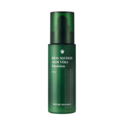 ProtoClinical k-beauty [NATURE REPUBLIC] REAL SQUEEZE Aloe Vera Emulsion 130ml dark green bottle silhouette with pale side accents on a light background.