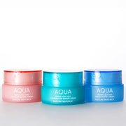 ProtoClinical k-beauty [NATURE REPUBLIC] Super Aqua Max Watery Cream 80ml (3type) wide banner graphic with a teal and charcoal band on a light pink background