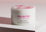ProtoClinical k-beauty [NATURE REPUBLIC] Shea Butter Steam Cream 100ml (3type) taupe bottle silhouette with a pale blue highlight on a light background