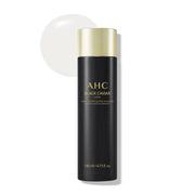 ProtoClinical k-beauty AHC Black Caviar Lotion 140ml single upright dark lotion bottle centered on a white background with soft beige side accents