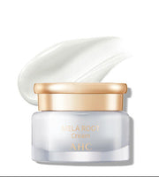 ProtoClinical k-beauty AHC H Mela Root Cream 50ml single round cream jar in peach-beige tones centered on a white background with soft blue lower accents