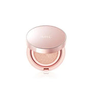 ProtoClinical k-beauty AHC Aura Secret Tone Up Cushion SPF30 PA++ 15g open metallic pink cushion compact with a peach-beige cushion insert centered on a white background