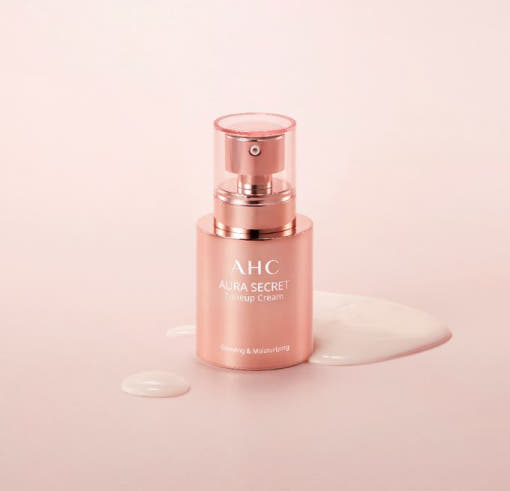 ProtoClinical k-beauty AHC Aura Secret Tone Up Cream SPF30 PA++ 30g single upright beige cream package centered on a white background with pale peach side accents.