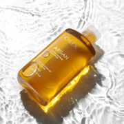 ProtoClinical k-beauty Kerasys Oilex Argan Ultra Repair Shampoo 280ml single gold shampoo bottle in an angled close-up on a white background.