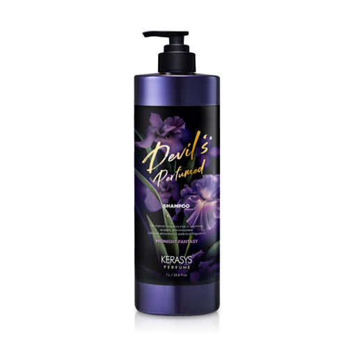 ProtoClinical k-beauty Kerasys Devil’s Perfume Shampoo 1L single front-facing dark bottle on a clean white background.