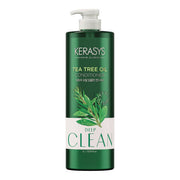 ProtoClinical k-beauty Kerasys Tea Tree Oil Conditioner 1L in a single tall green bottle centered on a white background