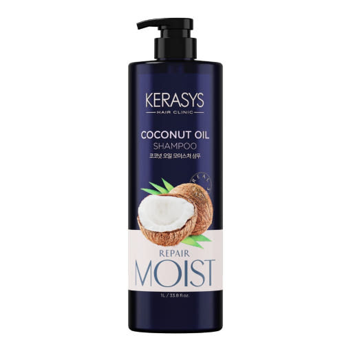 ProtoClinical k-beauty Kerasys Coconut Oil Shampoo 1L single front-facing bottle on a clean white background.