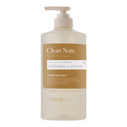 ProtoClinical k-beauty Kerasys Clean Note Moisture Perfumed Body Wash 800ml in a single upright warm beige bottle centered on a cream and pale blue background