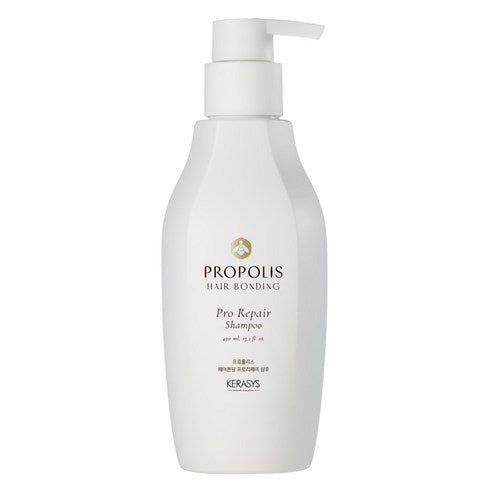 ProtoClinical k-beauty Kerasys Propolis Hair Bonding Pro Repair Shampoo 450ml single upright shampoo bottle on a white background.