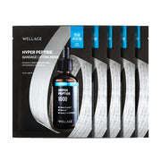 ProtoClinical k-beauty WELLAGE: Hyper Peptide Bandage Lifting Mask Ea (25ml x 5) dark blue mask pack panels side by side with pale center highlights