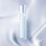 ProtoClinical k-beauty WELLAGE Real Hyaluronic Lip Plumper 3.8ml clear lip plumper bottle standing upright on a glossy pale blue background with soft light reflections