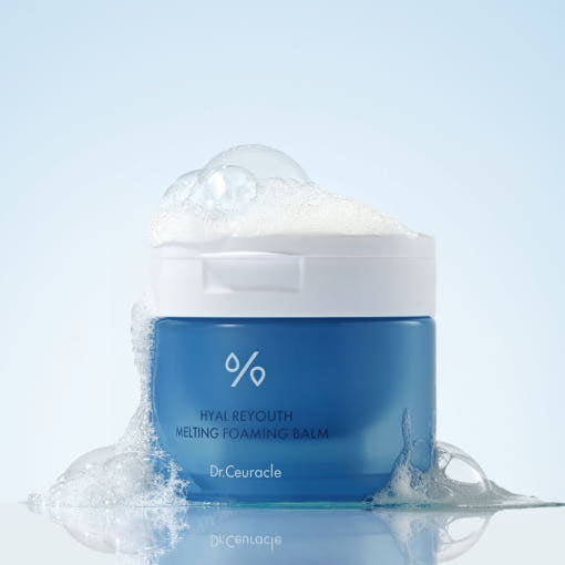 ProtoClinical k-beauty pale blue beauty graphic with a soft vertical band on a light background.