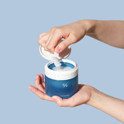 ProtoClinical k-beauty pale blue beauty graphic with a muted vertical form and soft side shading.