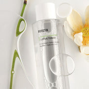 ProtoClinical k-beauty abstract beauty graphic with sage, blue-gray, and warm beige vertical bands on a light background.