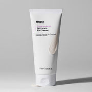 ProtoClinical k-beauty muted gray beauty graphic with soft lavender vertical bands on a pale background.