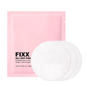 ProtoClinical k-beauty [so natural] ALL DAY PAD PREP FIXX 10 pouches (30 sheets) square pad pouch graphic with pink packet packaging and a pale studio background