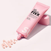 ProtoClinical k-beauty [so natural] ALL DAY SUN FIXX TONE UP PINK SPF50+ PA++++ 50ml single upright pink sun cream tube on a light background.
