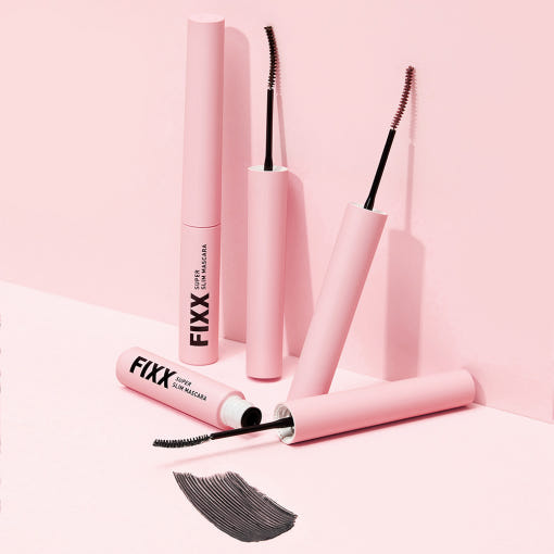 ProtoClinical k-beauty [so natural] SUPER FIXX SLIM MASCARA 2.8g (3colors) pink product graphic with darker horizontal bands