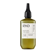 ProtoClinical k-beauty Ryo Root:Gen Hair Loss Care Scalp Essence 145ml single upright pale olive bottle centered on a white background with soft lavender side accents.