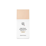 [Beauty of Joseon] Daily Tinted Fluid Sunscreen [VEIL COVER] SPF50+ PA+++ 50ml by ProtoClinical displayed in branded sunscreen packaging on a white background, highlighting the product design for a k-beauty routine.