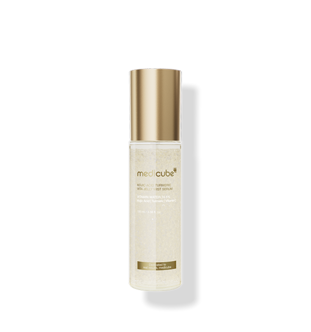 ProtoClinical k-beauty MEDICUBE: Kojic Acid Termeric Vita Jelly Mist Serum (100ml) single package centered on a light background