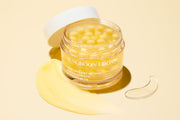 ProtoClinical k-beauty warm yellow beauty graphic with a soft golden center on a light background.