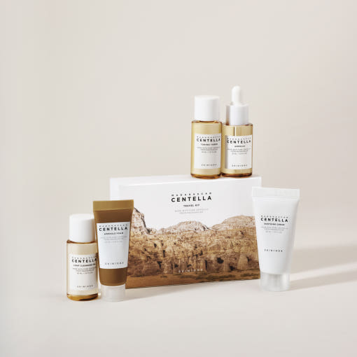 SKIN1004: Madagascar Centella Travel Kit (5Units) by ProtoClinical shown in a clean travel kit product image on a light background for a k-beauty skincare routine.