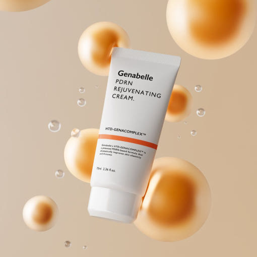 ProtoClinical k-beauty Genabelle PDRN Rejuvenating Cream 70ml upright white cream tube with black text and a coral accent band on a light gray background