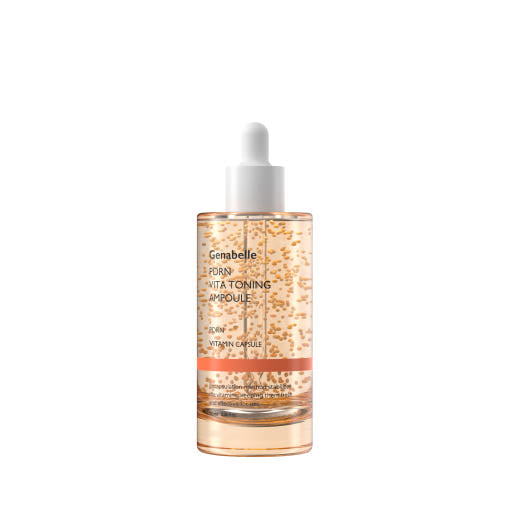 ProtoClinical k-beauty Genabelle PDRN Vita Toning Ampoule 70ml single upright ampoule bottle centered on a light cream background with soft peach tones
