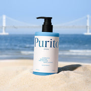 ProtoClinical k-beauty soft blue beauty detail with muted blue upper bands over a warm beige base on a light background.