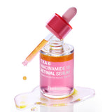 ProtoClinical k-beauty [PURITO SEOUL] TXA 6 Niacinamide 10 Retinal Serum 30ml abstract beauty graphic with blush pink and mauve clusters on a pale background