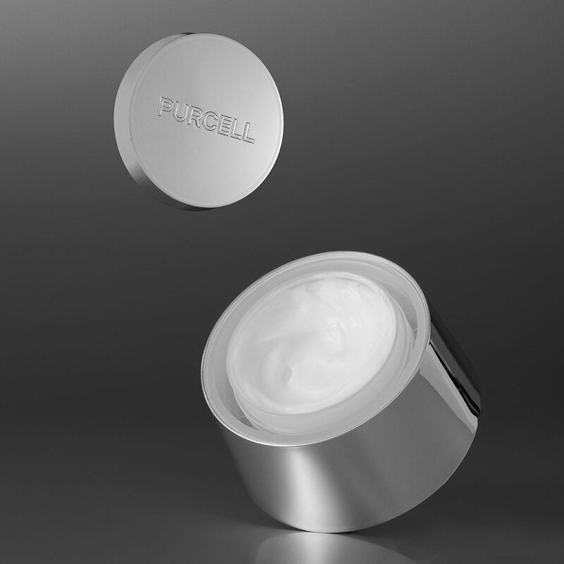 ProtoClinical k-beauty PURCELL Pixcell Biom After Rebooting Cream 50ml gray vertical detail with darker side panels and a light center on a pale background.
