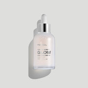 ProtoClinical k-beauty PURCELL Pixcell Biom Glow Barrier Serum 50ml abstract beauty graphic with a warm beige vertical center on a pale gray background