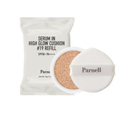 ProtoClinical k-beauty Parnell Serum In High Glow Cushion SPF50+ PA++++ 15g (Refill) #19 Porcelain single refill cushion compact with cream and gray packaging centered on a light background