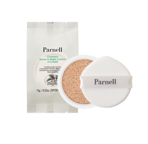 ProtoClinical k-beauty Parnell Cicamanu Serum In Matte Cushion SPF50+ PA++++ 15g (Refill) (3colors) single refill cushion compact centered on a light background.