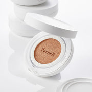 ProtoClinical k-beauty Parnell Cicamanu Serum Cushion SPF45 PA++ 15g (3colors) warm beige package silhouette with pale blue side accents on a light background