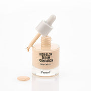 ProtoClinical k-beauty Parnell High Glow Serum Foundation SFP50+ PA++++ 30ml (2colors) slim taupe silhouette on a pale blue and white background